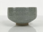 Japanese Ceramic Green Tea Bowl Matcha Chawan Vtg Pottery Gray Crackle CHB149