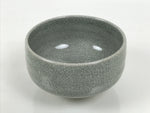 Japanese Ceramic Green Tea Bowl Matcha Chawan Vtg Pottery Gray Crackle CHB149