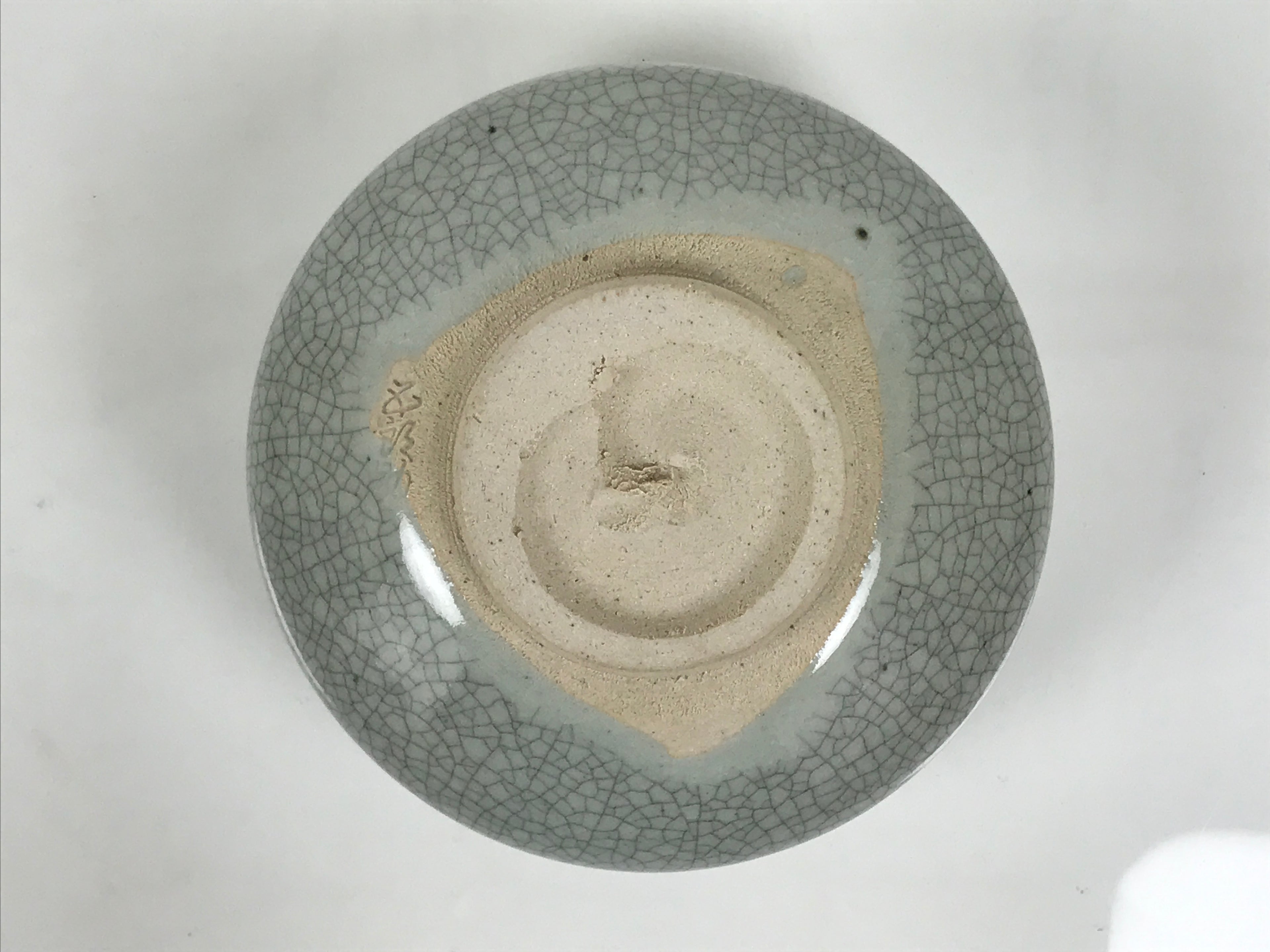 Japanese Ceramic Green Tea Bowl Matcha Chawan Vtg Pottery Gray Crackle CHB149