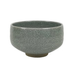 Japanese Ceramic Green Tea Bowl Matcha Chawan Vtg Pottery Gray Crackle CHB149