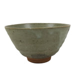 Japanese Ceramic Green Tea Bowl Matcha Chawan Vtg Pottery Gray Green CHB143