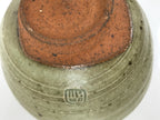 Japanese Ceramic Green Tea Bowl Matcha Chawan Vtg Pottery Gray Green CHB144