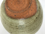 Japanese Ceramic Green Tea Bowl Matcha Chawan Vtg Pottery Gray Green CHB144