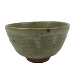 Japanese Ceramic Green Tea Bowl Matcha Chawan Vtg Pottery Gray Green CHB144