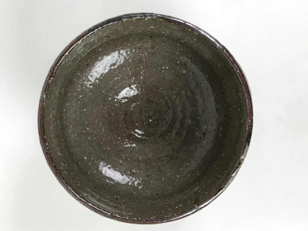 Japanese Ceramic Green Tea Bowl Matcha Chawan Vtg Pottery Gray White CHB136