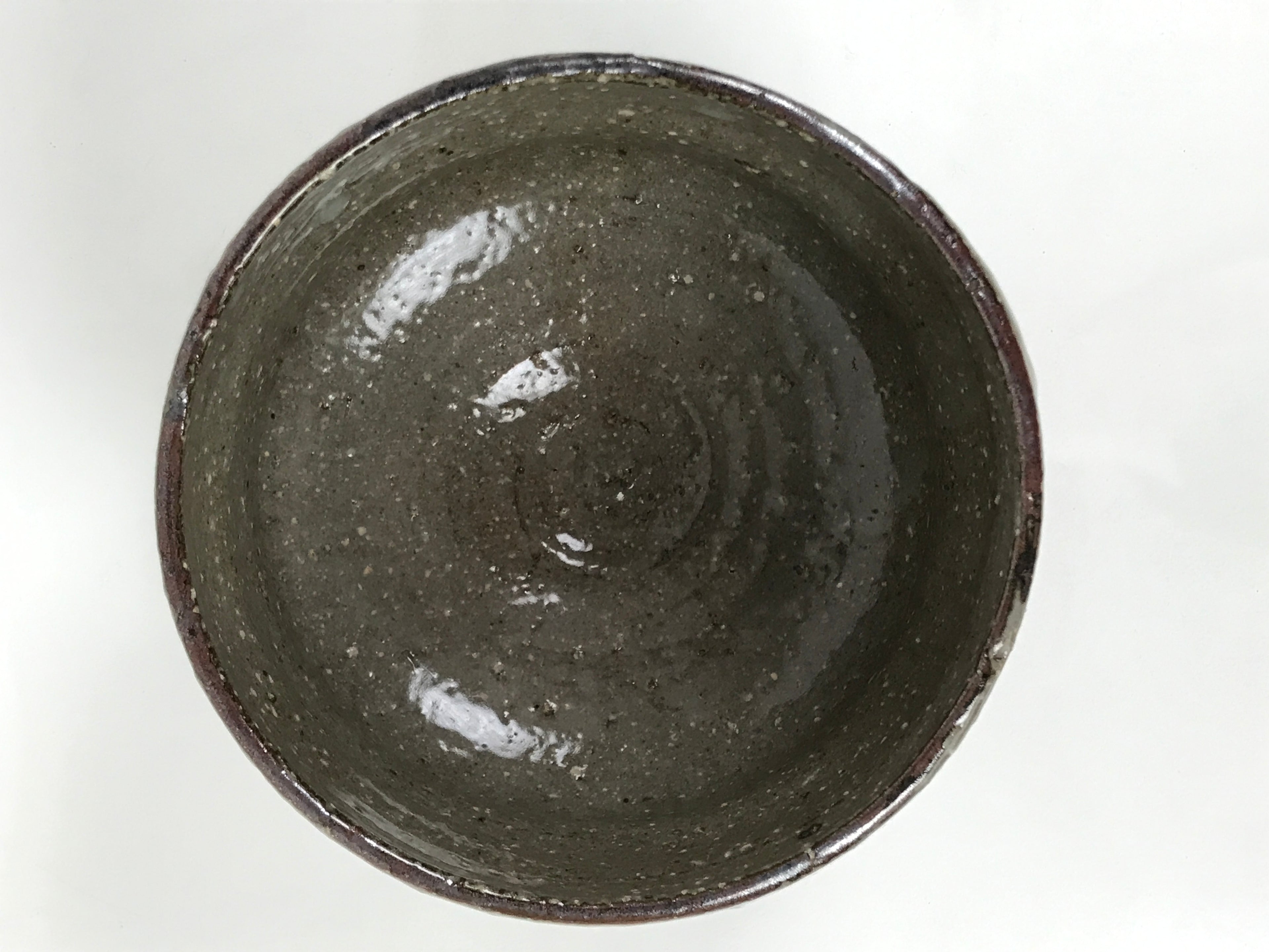 Japanese Ceramic Green Tea Bowl Matcha Chawan Vtg Pottery Gray White CHB136