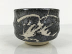 Japanese Ceramic Green Tea Bowl Matcha Chawan Vtg Pottery Gray White Drip PX805