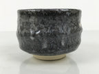 Japanese Ceramic Green Tea Bowl Matcha Chawan Vtg Pottery Gray White Drip PX805