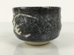 Japanese Ceramic Green Tea Bowl Matcha Chawan Vtg Pottery Gray White Drip PX805