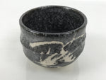 Japanese Ceramic Green Tea Bowl Matcha Chawan Vtg Pottery Gray White Drip PX805