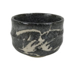 Japanese Ceramic Green Tea Bowl Matcha Chawan Vtg Pottery Gray White Drip PX805