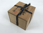 Japanese Ceramic Green Tea Bowl Matcha Chawan Vtg Pottery Gray Wooden Box PX806