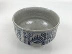Japanese Ceramic Green Tea Bowl Matcha Chawan Vtg Pottery Gray Wooden Box PX806