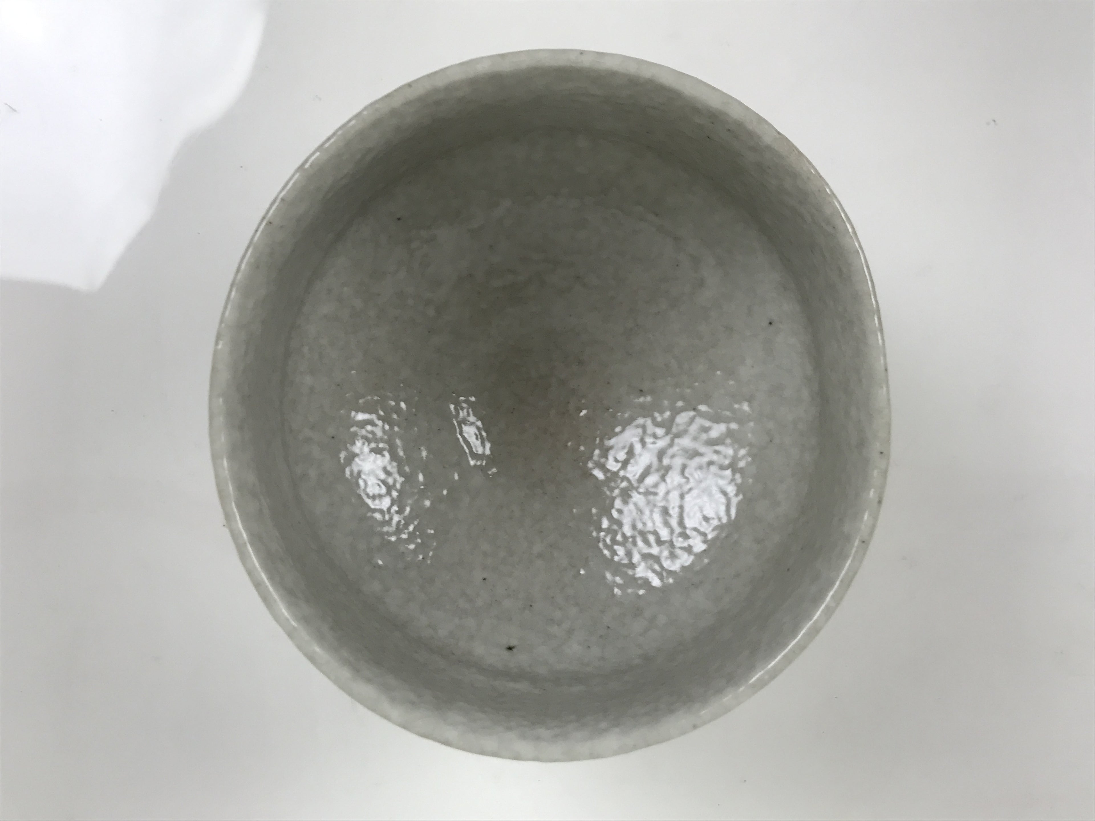 Japanese Ceramic Green Tea Bowl Matcha Chawan Vtg Pottery Gray Wooden Box PX806