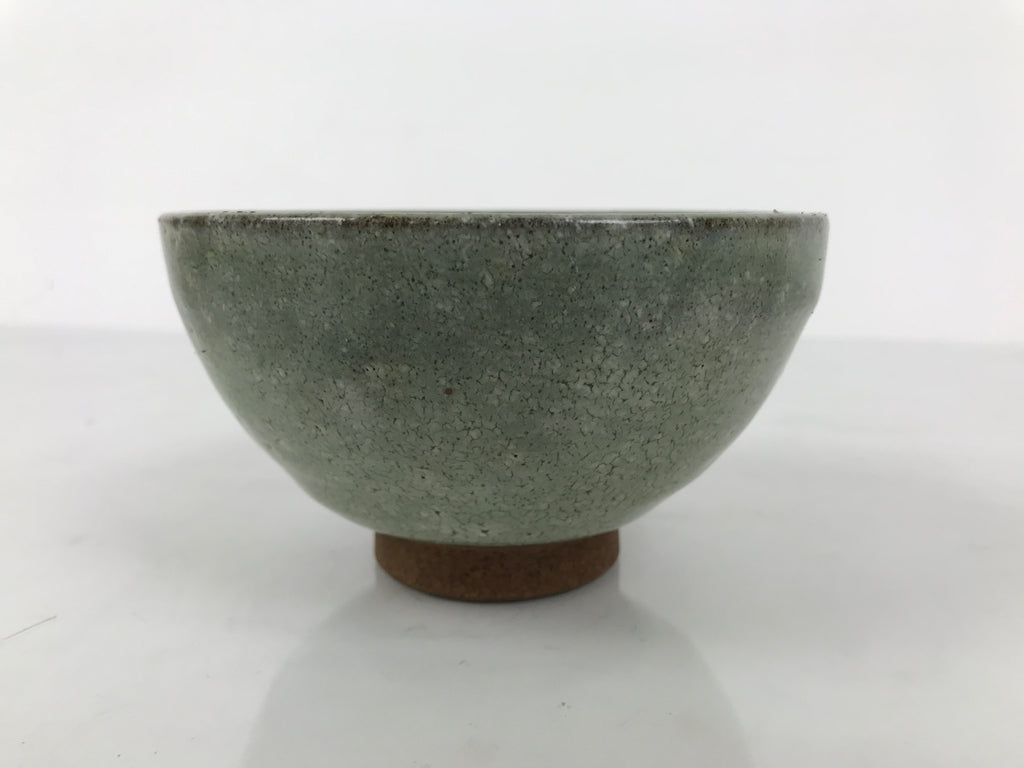 Japanese Ceramic Green Tea Bowl Matcha Chawan Vtg Pottery Green Brown CHB125