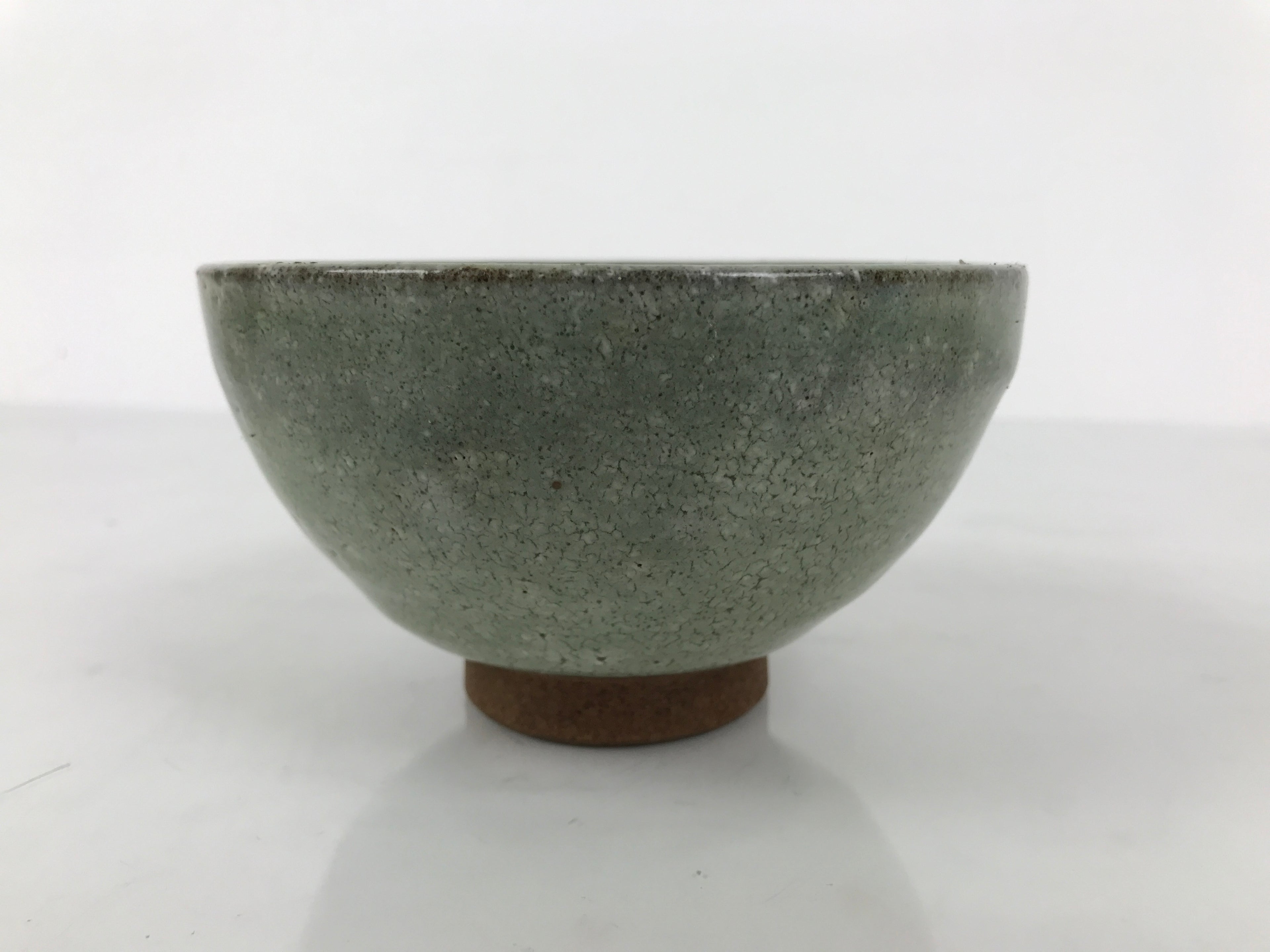 Japanese Ceramic Green Tea Bowl Matcha Chawan Vtg Pottery Green Brown CHB125