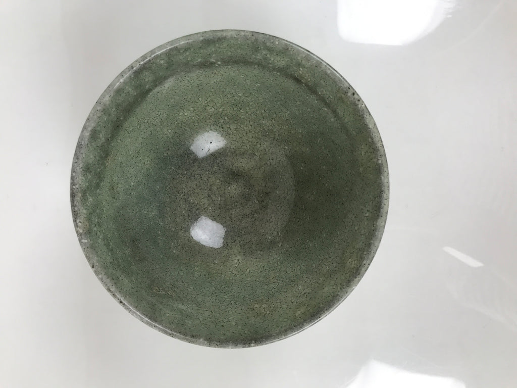 Japanese Ceramic Green Tea Bowl Matcha Chawan Vtg Pottery Green Brown CHB125