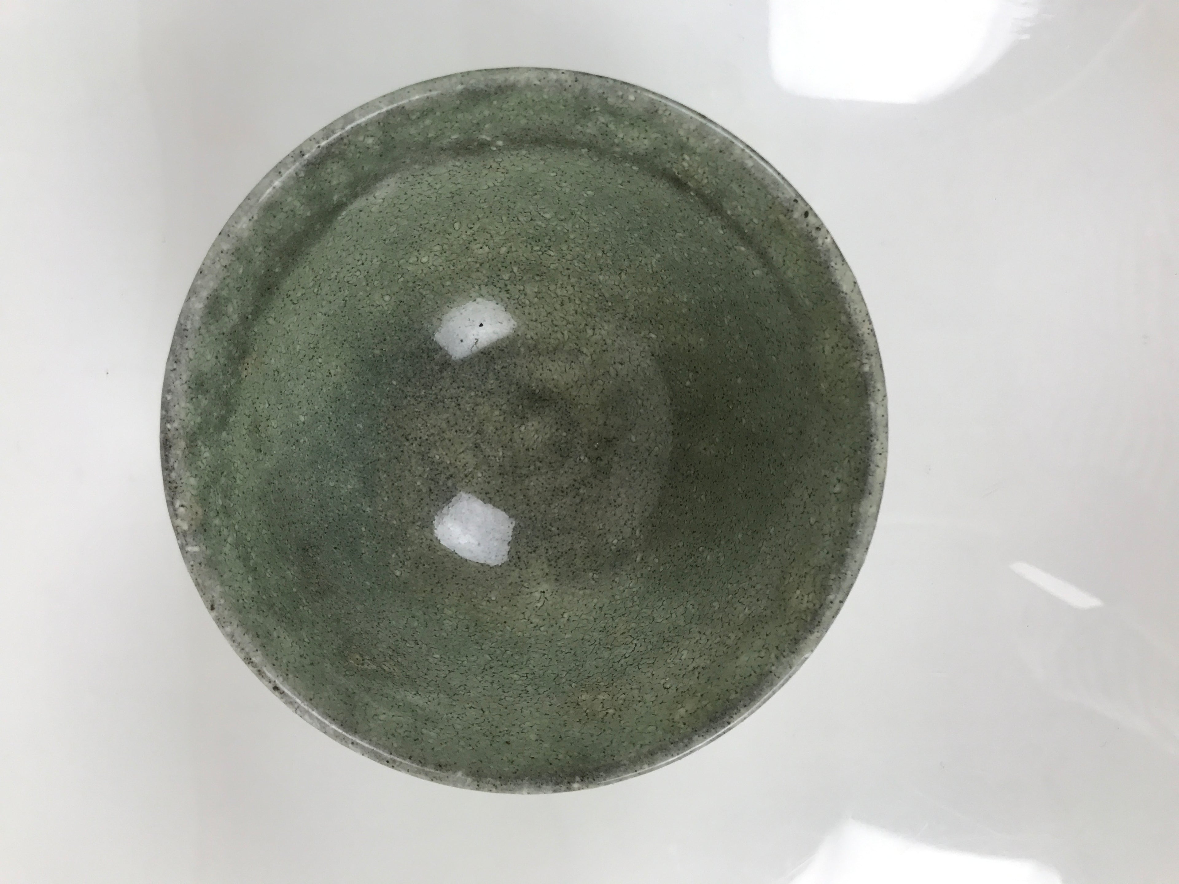 Japanese Ceramic Green Tea Bowl Matcha Chawan Vtg Pottery Green Brown CHB125