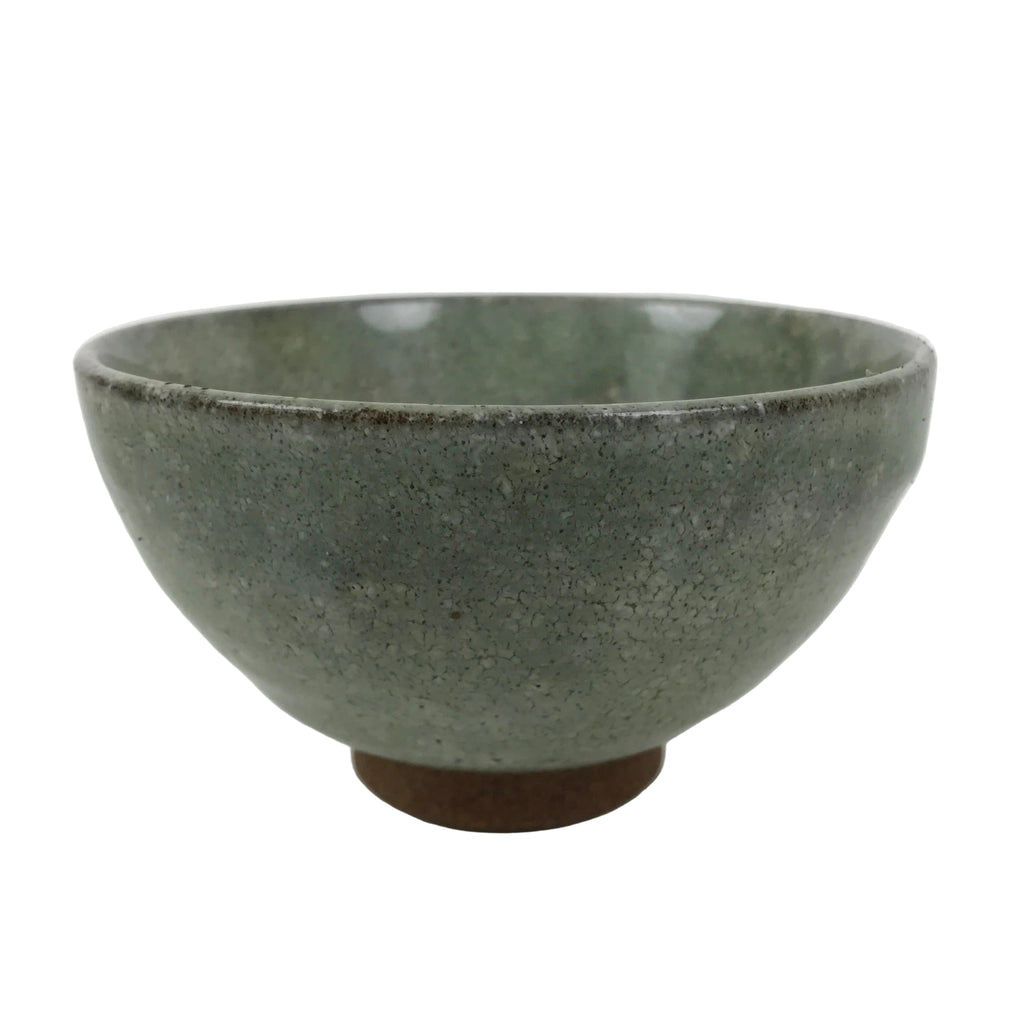 Japanese Ceramic Green Tea Bowl Matcha Chawan Vtg Pottery Green Brown CHB125