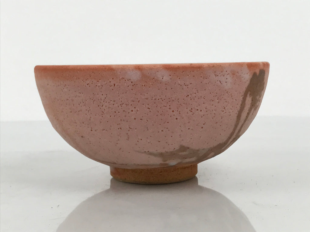 Japanese Ceramic Green Tea Bowl Matcha Chawan Vtg Pottery Matte Orange CHB167