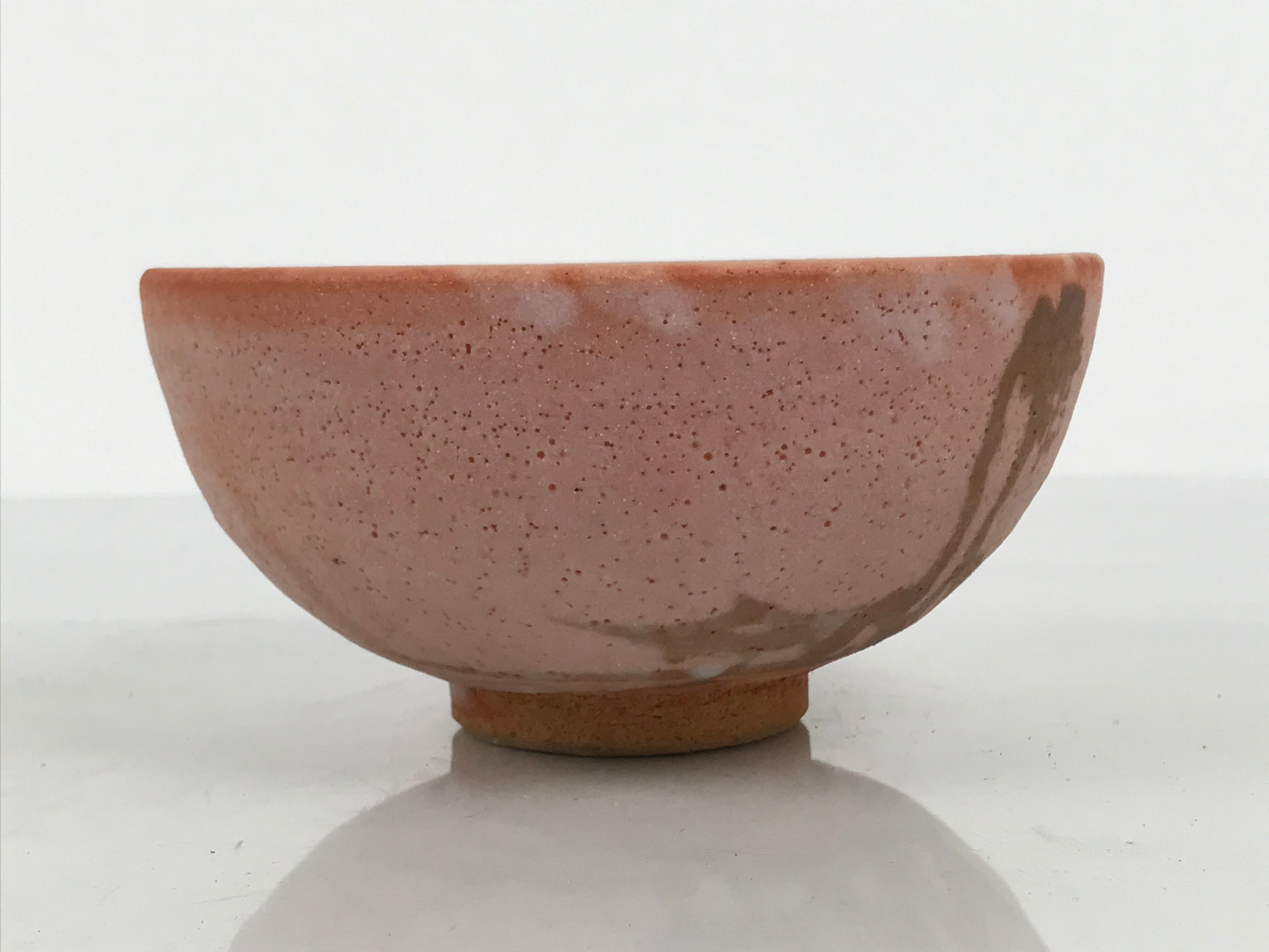 Japanese Ceramic Green Tea Bowl Matcha Chawan Vtg Pottery Matte Orange CHB167