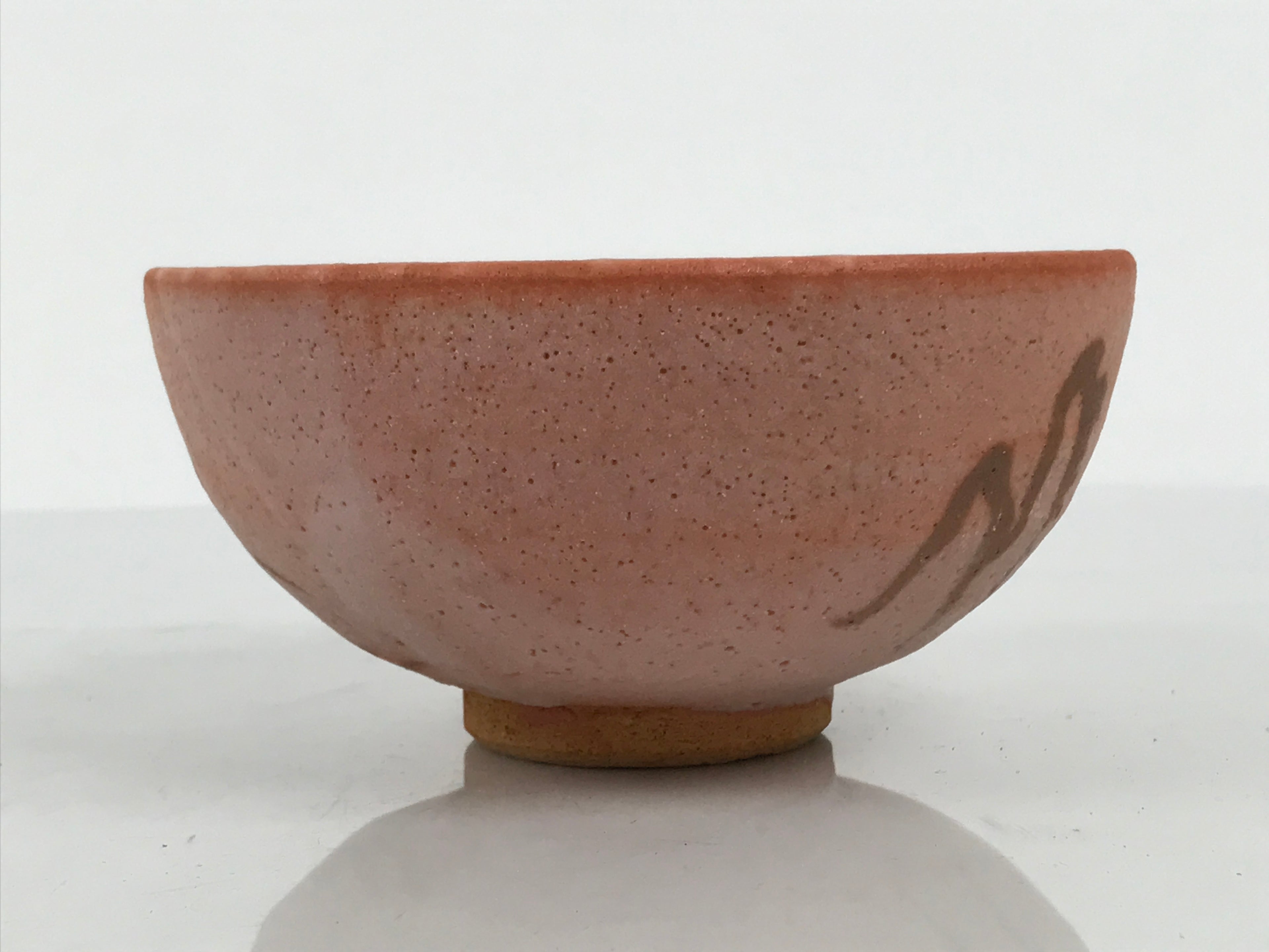 Japanese Ceramic Green Tea Bowl Matcha Chawan Vtg Pottery Matte Orange CHB167