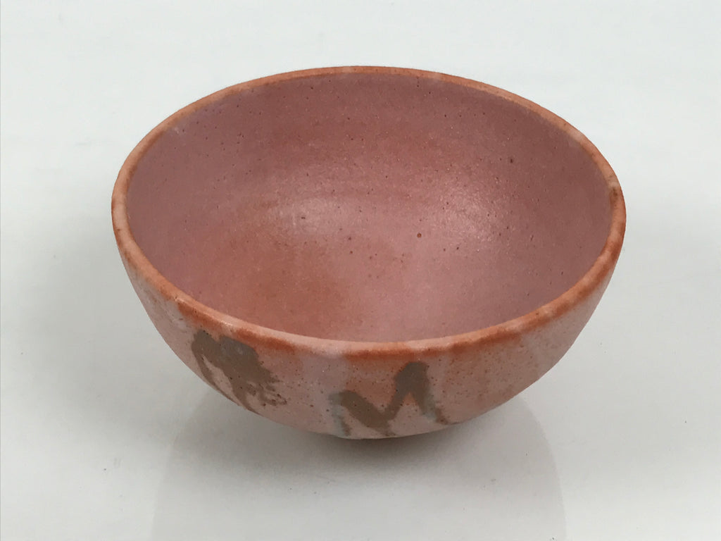 Japanese Ceramic Green Tea Bowl Matcha Chawan Vtg Pottery Matte Orange CHB167