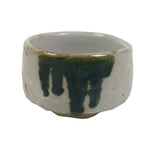 Japanese Ceramic Green Tea Bowl Matcha Chawan Vtg Pottery Shino White PX802