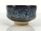 Japanese Ceramic Green Tea Bowl Matcha Chawan Vtg Pottery Tenmoku Black PX804