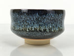 Japanese Ceramic Green Tea Bowl Matcha Chawan Vtg Pottery Tenmoku Black PX804