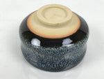 Japanese Ceramic Green Tea Bowl Matcha Chawan Vtg Pottery Tenmoku Black PX804
