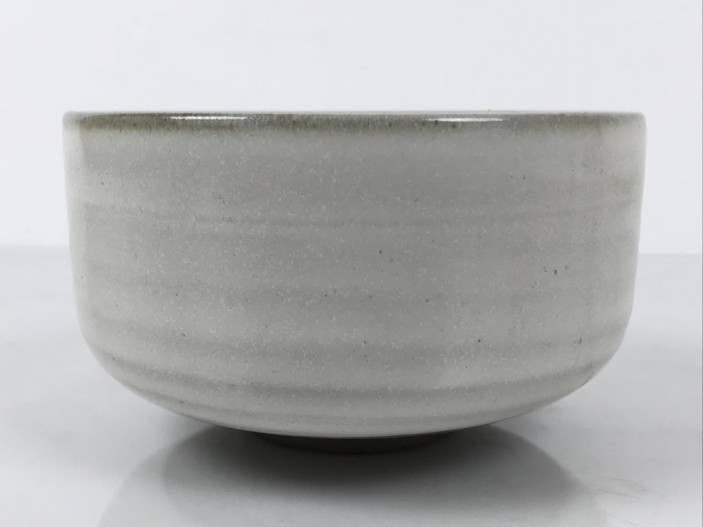 Japanese Ceramic Green Tea Bowl Matcha Chawan Vtg Pottery White Brown CHB117
