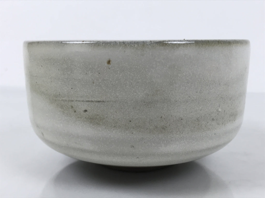 Japanese Ceramic Green Tea Bowl Matcha Chawan Vtg Pottery White Brown CHB117
