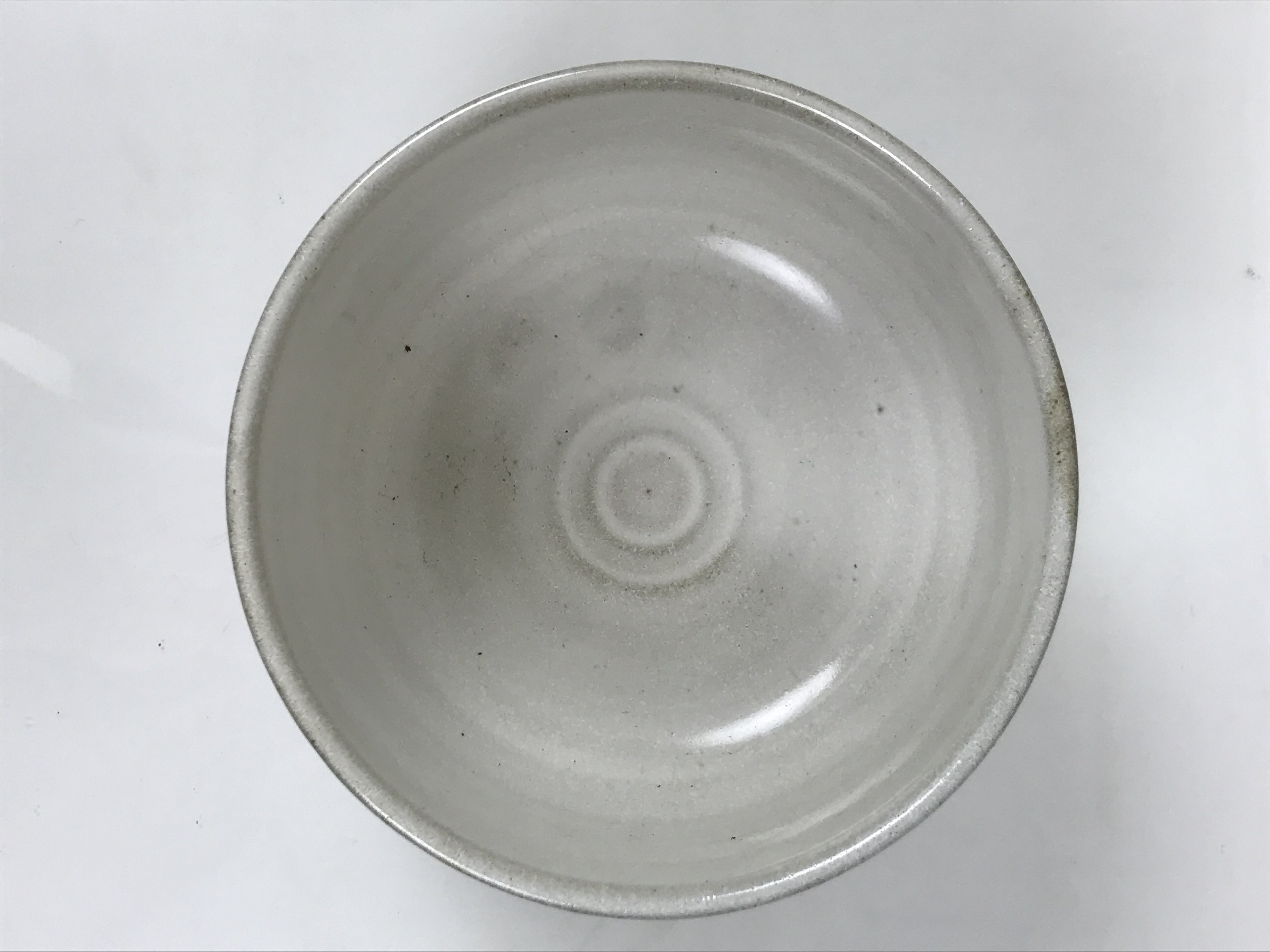 Japanese Ceramic Green Tea Bowl Matcha Chawan Vtg Pottery White Brown CHB117