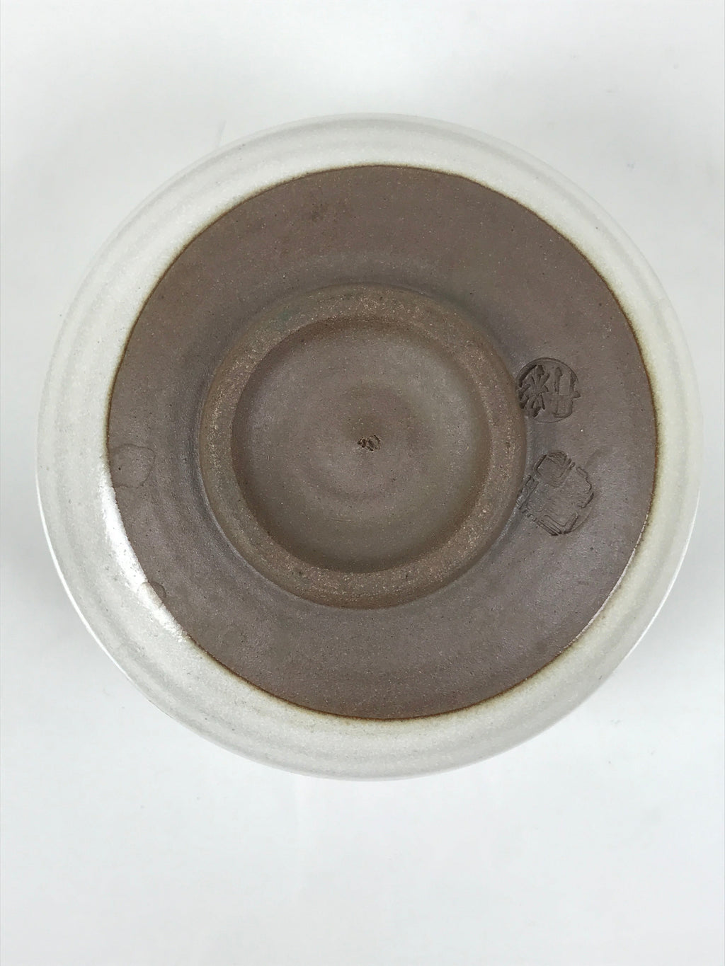 Japanese Ceramic Green Tea Bowl Matcha Chawan Vtg Pottery White Brown CHB117