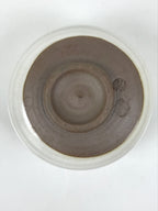 Japanese Ceramic Green Tea Bowl Matcha Chawan Vtg Pottery White Brown CHB117