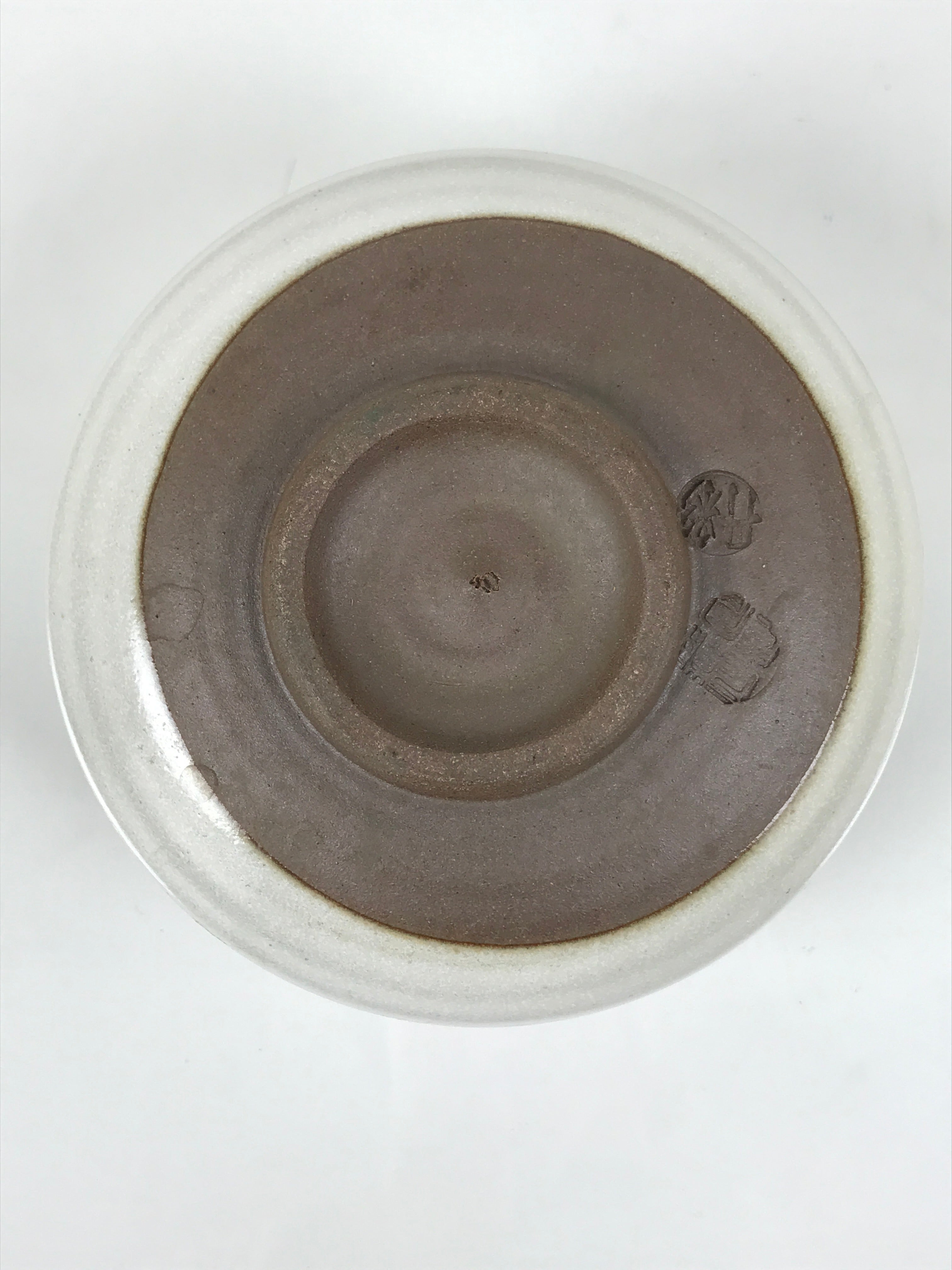 Japanese Ceramic Green Tea Bowl Matcha Chawan Vtg Pottery White Brown CHB117