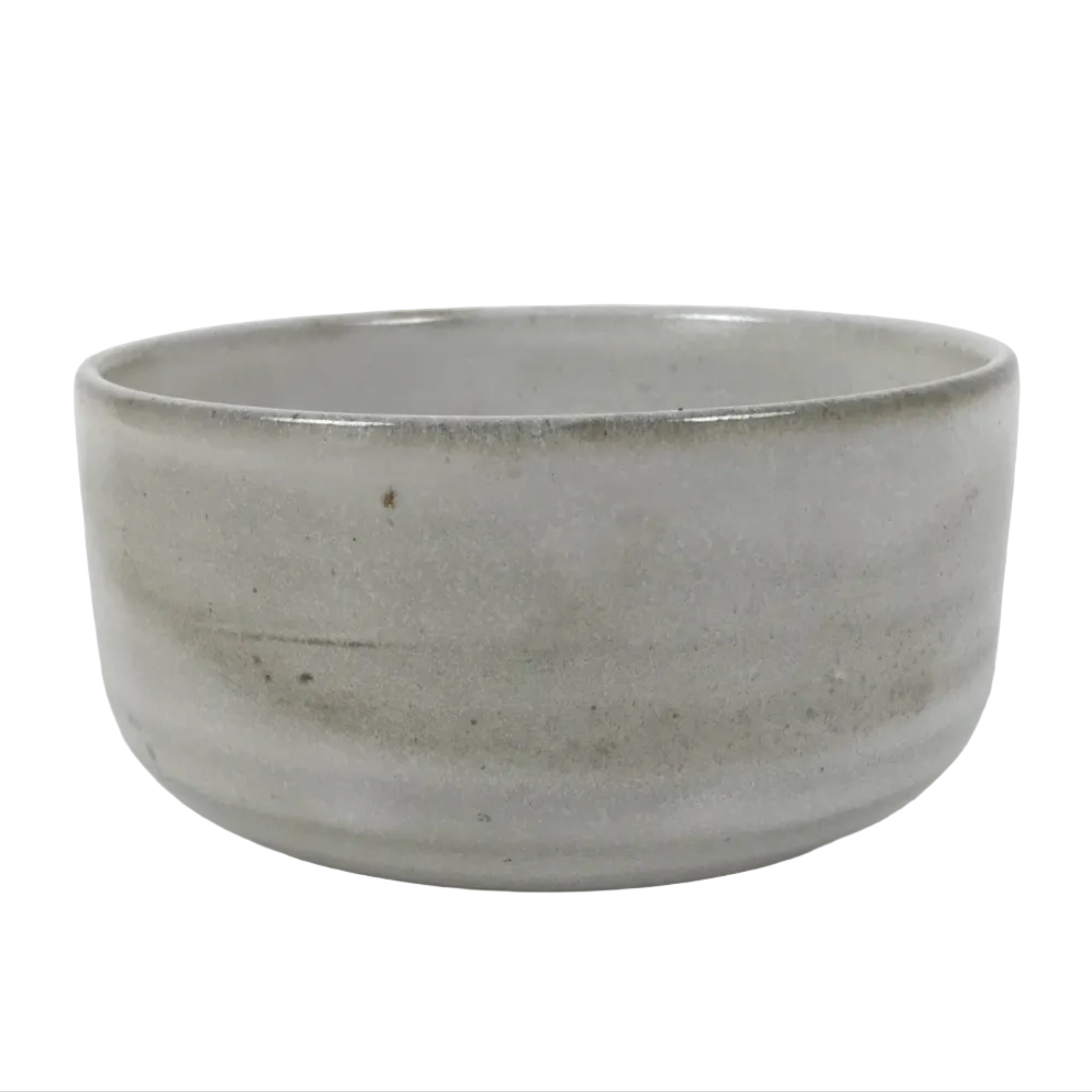 Japanese Ceramic Green Tea Bowl Matcha Chawan Vtg Pottery White Brown CHB117
