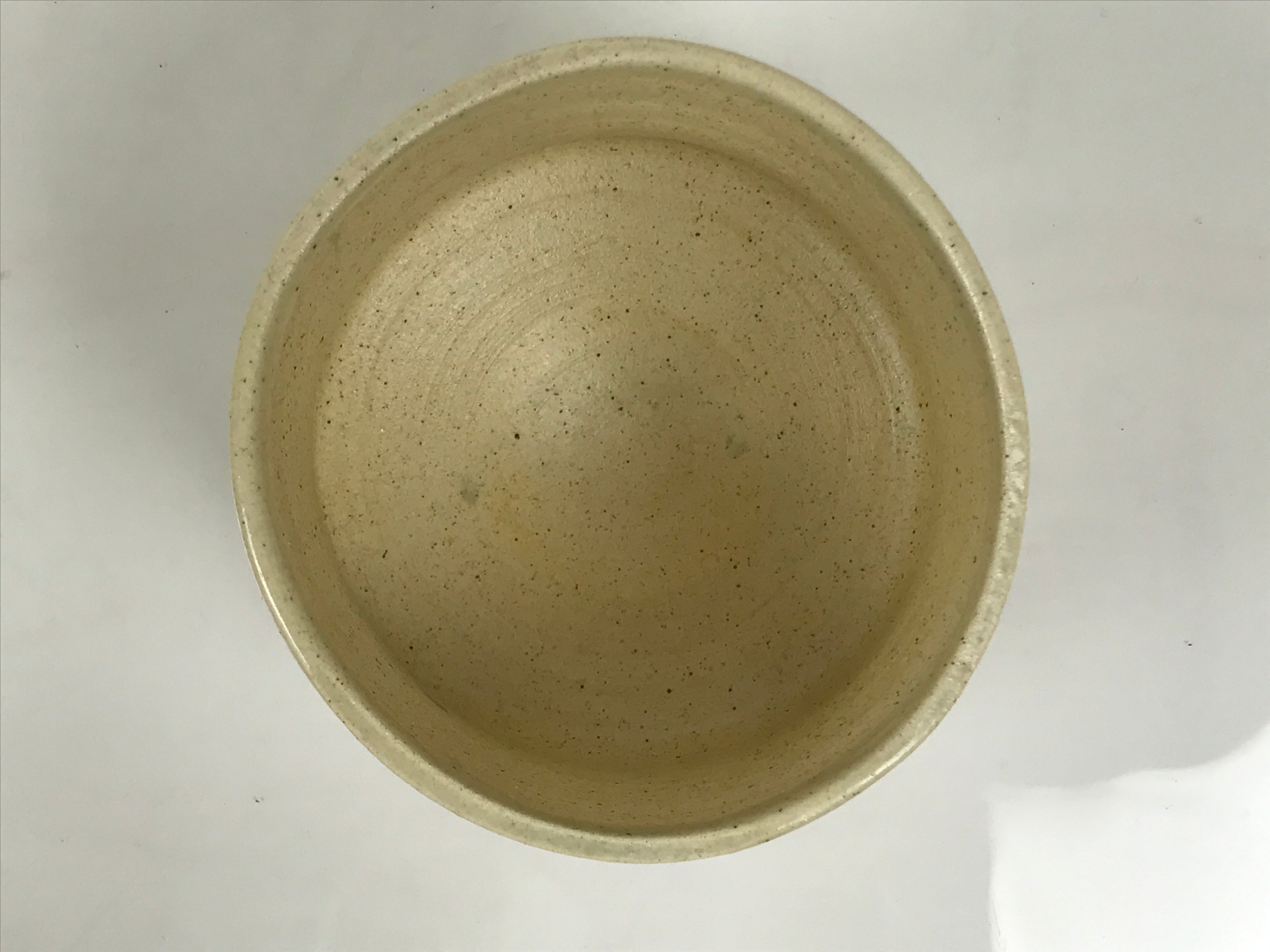 Japanese Ceramic Green Tea Bowl Matcha Chawan Vtg Pottery White Texture CHB169