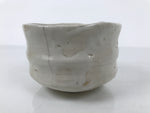 Japanese Ceramic Green Tea Bowl Matcha Chawan Vtg Pottery White Thick CHB132