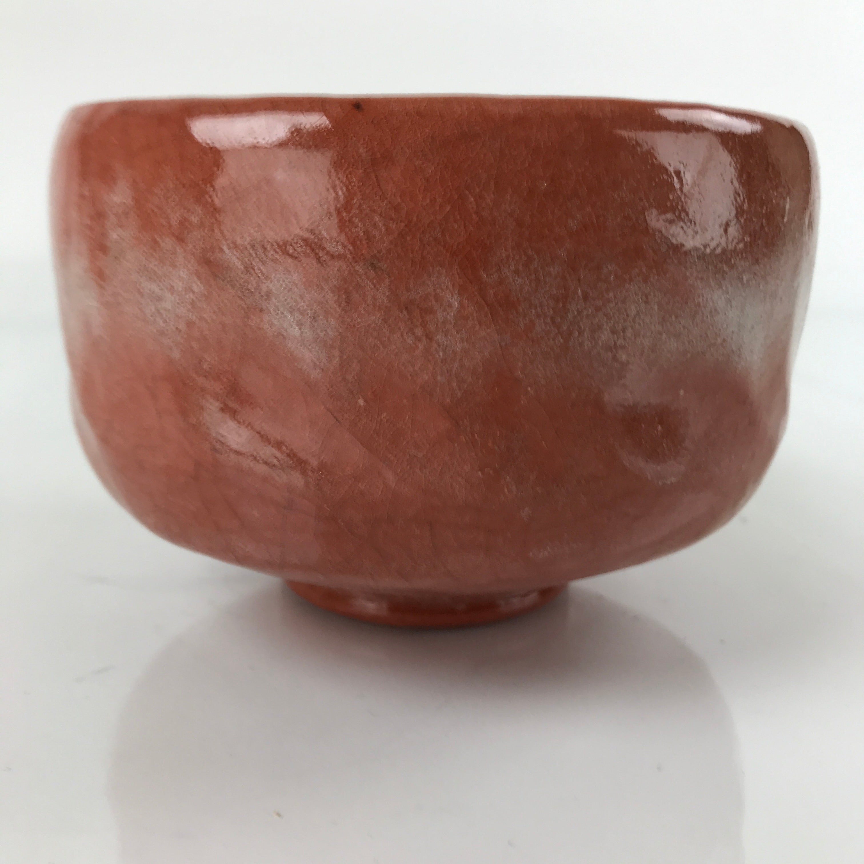 Japanese Ceramic Green Tea Bowl Matcha Chawan Vtg Raku Ware Red CHB37