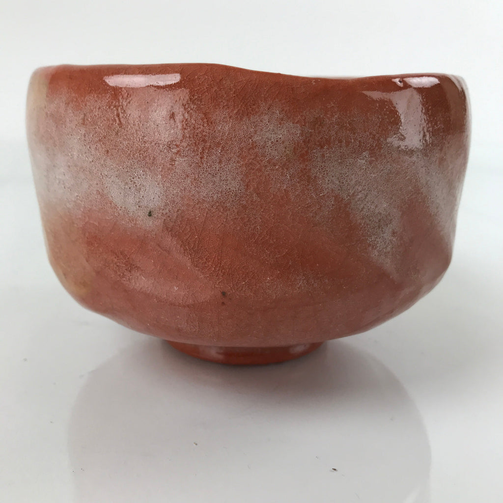 Japanese Ceramic Green Tea Bowl Matcha Chawan Vtg Raku Ware Red CHB37