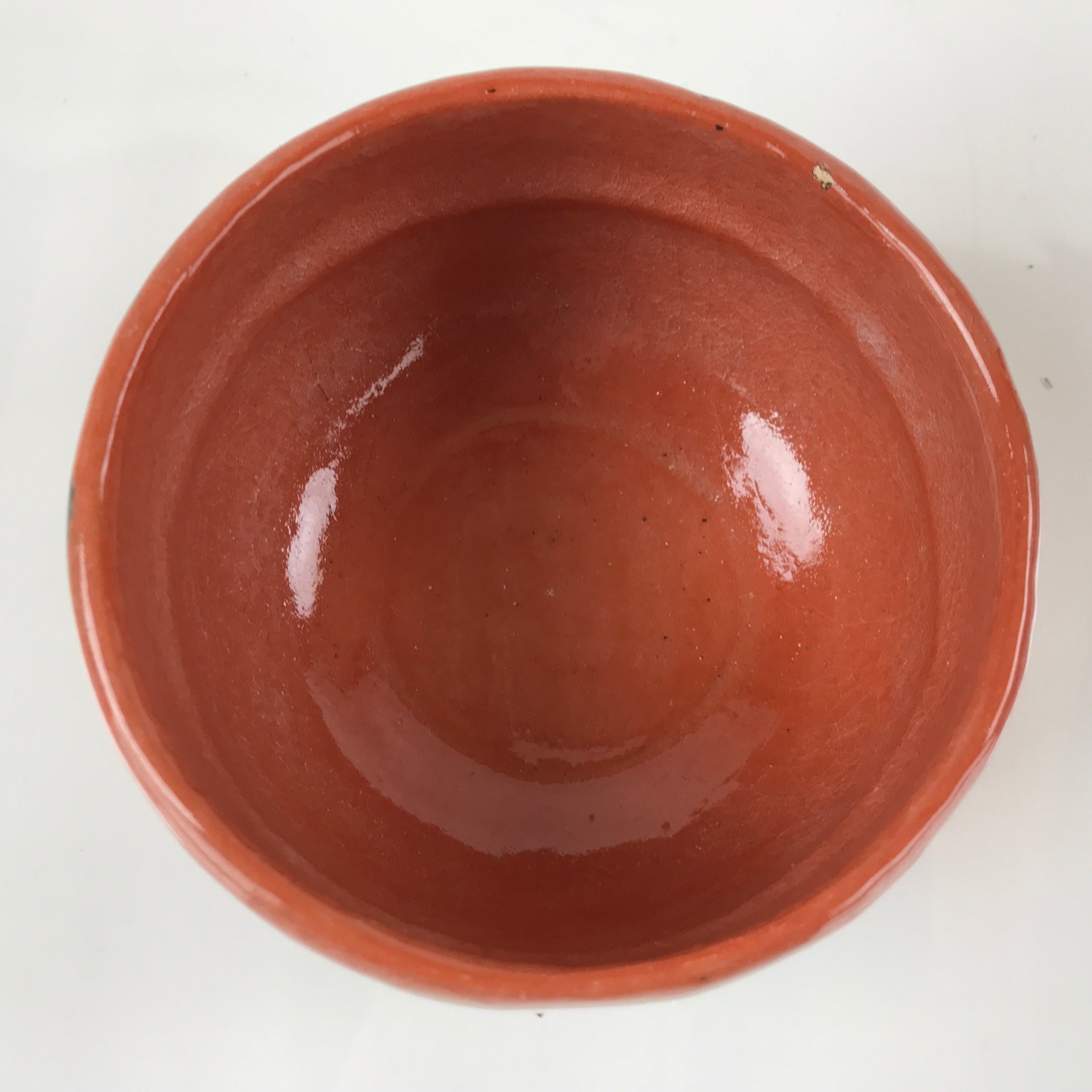 Japanese Ceramic Green Tea Bowl Matcha Chawan Vtg Raku Ware Red CHB37