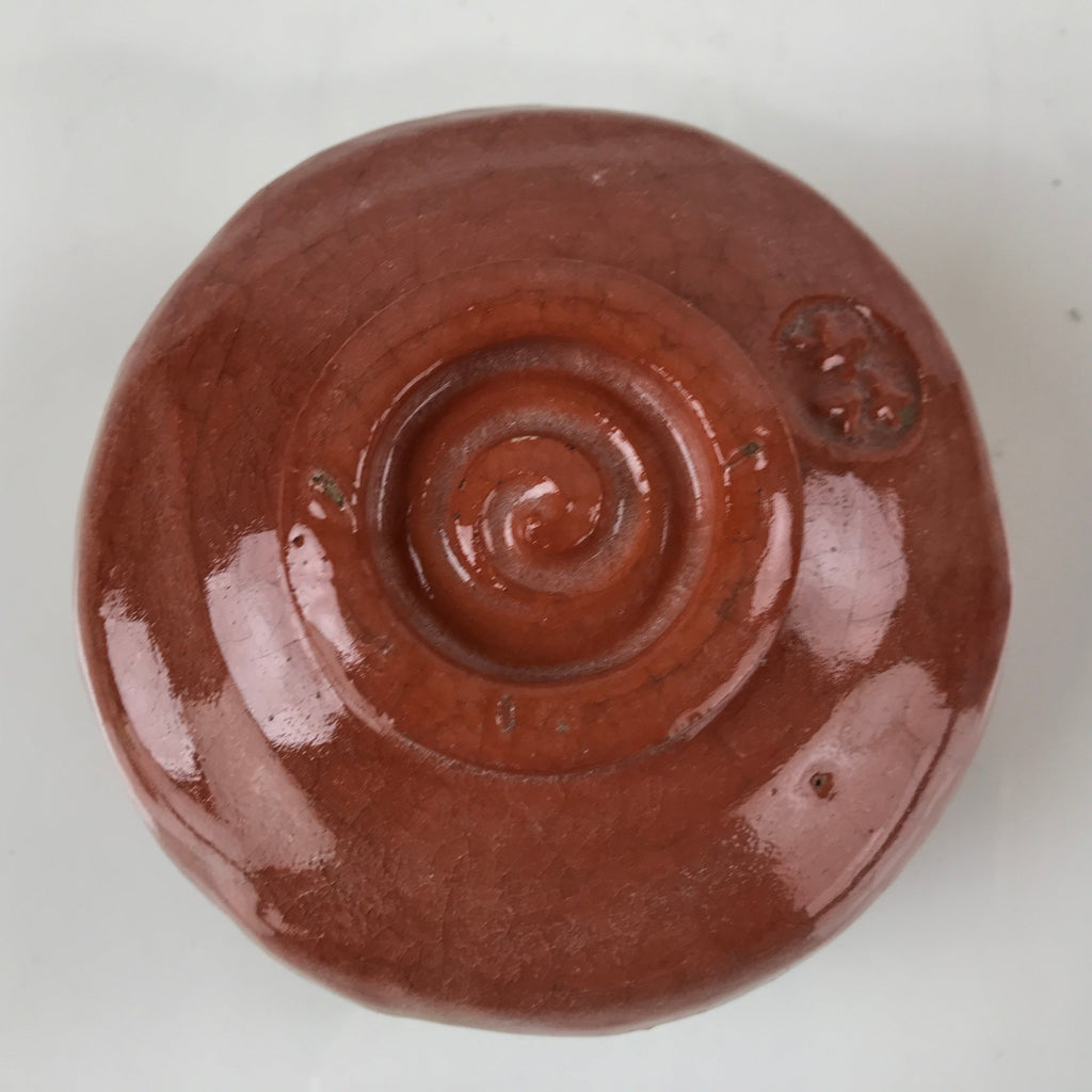Japanese Ceramic Green Tea Bowl Matcha Chawan Vtg Raku Ware Red CHB37