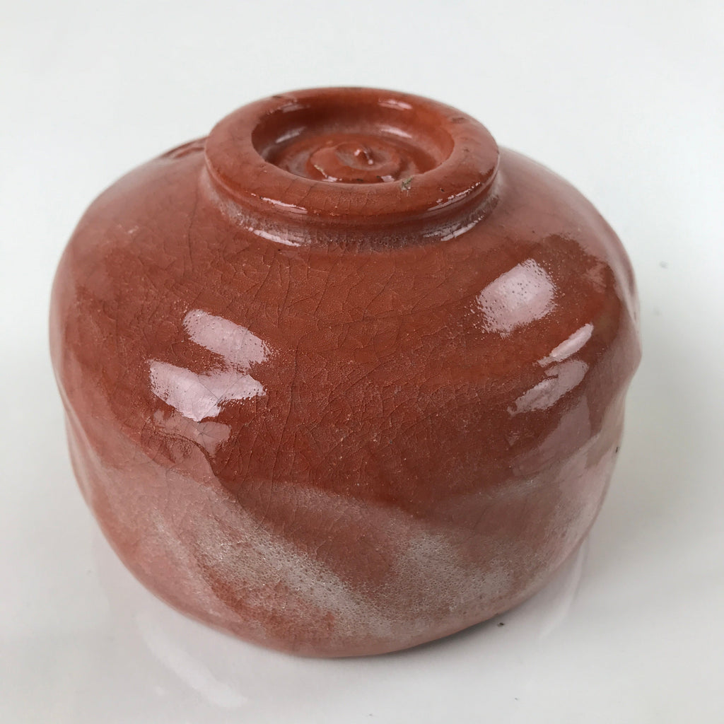 Japanese Ceramic Green Tea Bowl Matcha Chawan Vtg Raku Ware Red CHB37