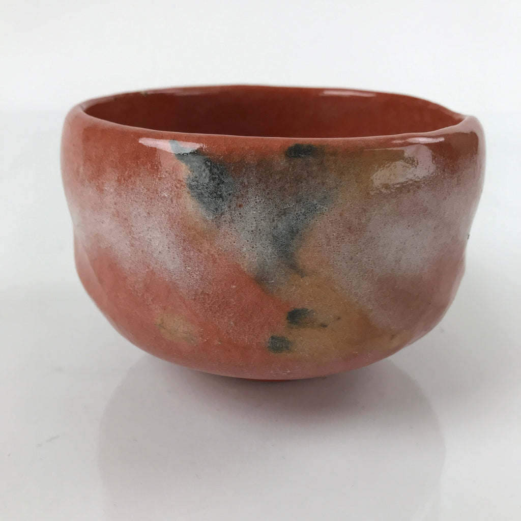 Japanese Ceramic Green Tea Bowl Matcha Chawan Vtg Raku Ware Red CHB37