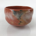 Japanese Ceramic Green Tea Bowl Matcha Chawan Vtg Raku Ware Red CHB37