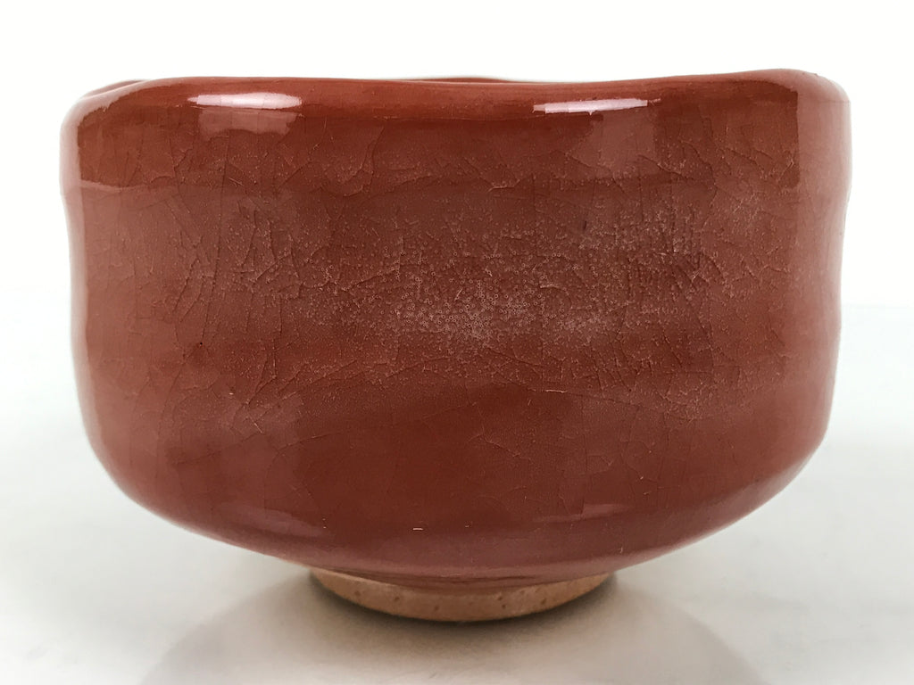 Japanese Ceramic Green Tea Bowl Matcha Chawan Vtg Red Raku Ware Pottery CHB134