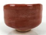 Japanese Ceramic Green Tea Bowl Matcha Chawan Vtg Red Raku Ware Pottery CHB134