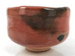 Japanese Ceramic Green Tea Bowl Matcha Chawan Vtg Red Raku Ware Pottery CHB134